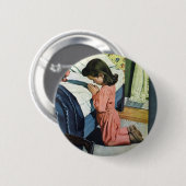 Badge Rond 5 Cm Fille priant au coucher, la prière du Seigneur (Devant & derrière)