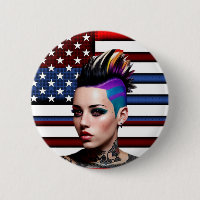 Fille punk mohawk avec drapeau américain