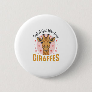 Badge Rond 5 Cm Fille qui aime les girafes Design de gravure vinta