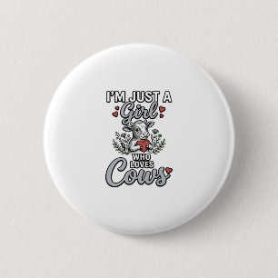 Badge Rond 5 Cm Fille qui aime les vaches Design de chemise de vac