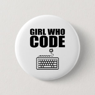 Badge Rond 5 Cm Fille qui codent