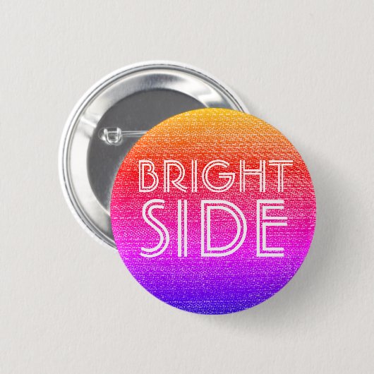 Badge Rond 5 Cm Fille Retro Arc-en-ciel brillant côté heureux (Devant & derrière)