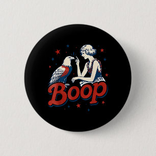 Badge Rond 5 Cm Fille Rétro Boop et Aigle Drôle Patriote Vintage