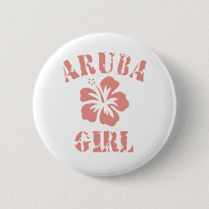 Badge Rond 5 Cm Fille rose Aruba