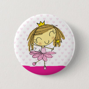 Badge Rond 5 Cm Fille rose mignonne de princesse Ballet