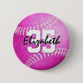 Badge Rond 5 Cm fille rose softball personnalisé (Devant)