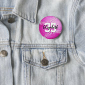 Badge Rond 5 Cm fille rose softball personnalisé (En situation)