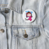 Badge Rond 5 Cm Fille rousse j'ai quatre ans (En situation)