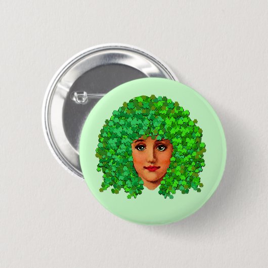 Badge Rond 5 Cm Fille shamrock (Devant & derrière)