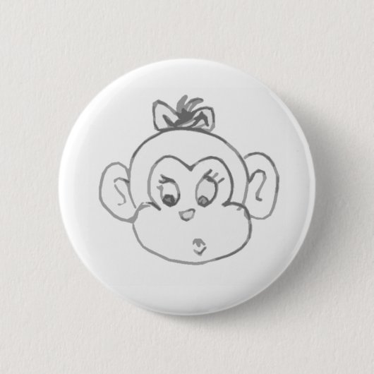 Badge Rond 5 Cm Fille singe (Devant)