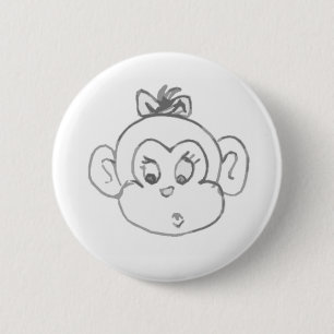 Badge Rond 5 Cm Fille singe