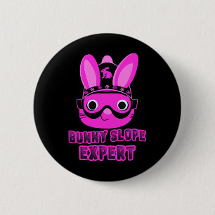 Badge Rond 5 Cm Fille Ski De Neige Snowboard Débutant Bunny Slope