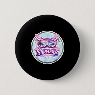 Badge Rond 5 Cm Fille skieuse déchiqueteuse de ski féminine déchir