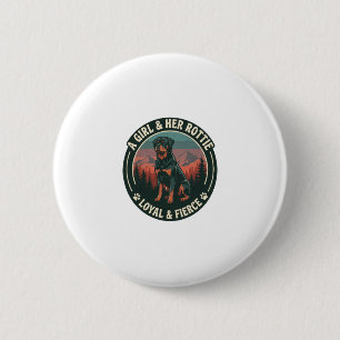 Badge Rond 5 Cm Fille Son Rottie Loyal Féroce Chien Rottweiler Mon