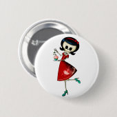 Badge Rond 5 Cm Fille squelettique douce et effrayante (Devant & derrière)