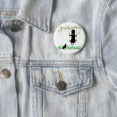 Badge Rond 5 Cm Fille sur l'oscillation avec le chat (En situation)
