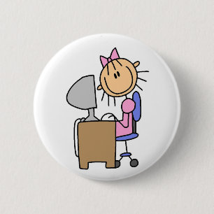 Badge Rond 5 Cm Fille sur ordinateur