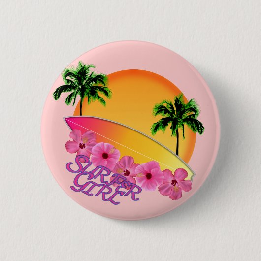 Badge Rond 5 Cm Fille surfeuse (Devant)