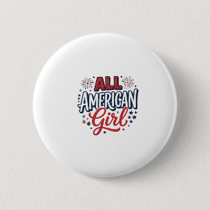 Badge Rond 5 Cm Fille tout à fait américaine dessin vectoriel vint