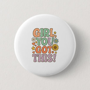 Badge Rond 5 Cm Fille, tu as ce jour d'examen Citation motivationn