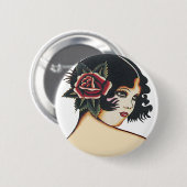 Badge Rond 5 Cm Fille vintage (Devant & derrière)