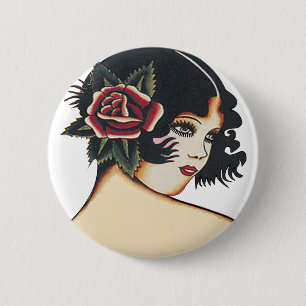 Badge Rond 5 Cm Fille vintage