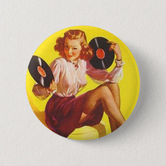 Badge Rond 5 Cm Fille vintage de vinyle
