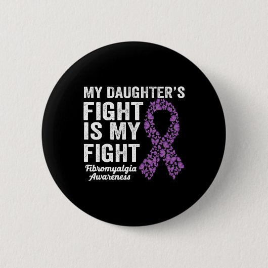 Badge Rond 5 Cm Filles combat est mon combat violet fibromyalgie A (Devant)