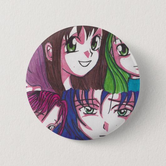 Badge Rond 5 Cm Filles d'anime (Devant)