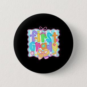 Badge Rond 5 Cm Filles de 1re année à l'école avec nœud coquette p