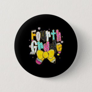 Badge Rond 5 Cm Filles de 4e année avec nœud coquette élégant pour