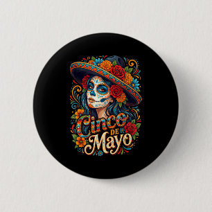 Badge Rond 5 Cm Filles femmes mexicaines fiesta cinq mai 5 mai
