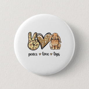 Badge Rond 5 Cm Filles Femmes Paix Amour Mini Holland Lop Lapin