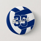 Badge Rond 5 Cm filles garçons bleu blanc volleball équipe couleur (Devant)