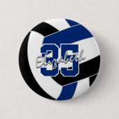 Badge Rond 5 Cm filles garçons bleu noir volleball équipe couleurs (Devant)