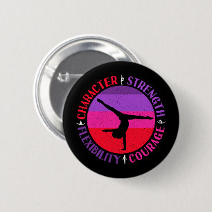 Badge Rond 5 Cm Filles Gymnastique Caractère Force Courage