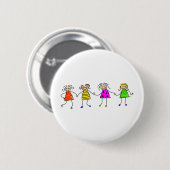 Badge Rond 5 Cm Filles heureuses (Devant & derrière)
