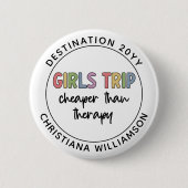 Badge Rond 5 Cm Filles Personnalisées Voyage moins cher que Thérap (Devant)
