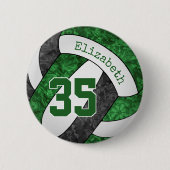 Badge Rond 5 Cm filles vert noir volley équipe couleurs (Devant)