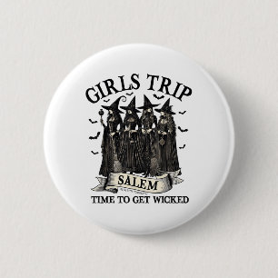 Badge Rond 5 Cm Filles Voyage Salem Sorcière Halloween Salem Machu