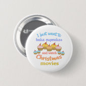 Badge Rond 5 Cm Films de Noël et Cupcakes (Devant & derrière)