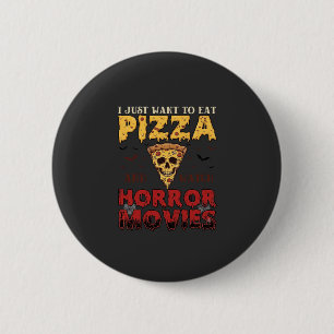 Badge Rond 5 Cm Films d'horreur de pizza Halloween Crâne Chauves-s