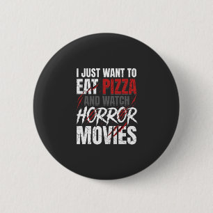 Badge Rond 5 Cm Films d'horreur Pizza Halloween Design_1