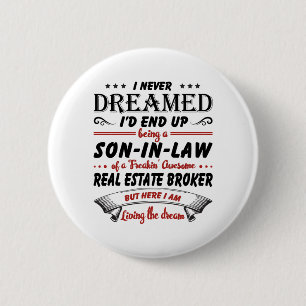 Badge Rond 5 Cm Fils En Droit D'Un Magnifique Courtier Immobilier