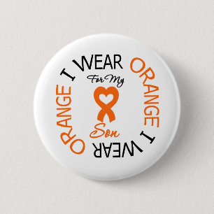 Badge Rond 5 Cm Fils orange de ruban d'usage de la leucémie I