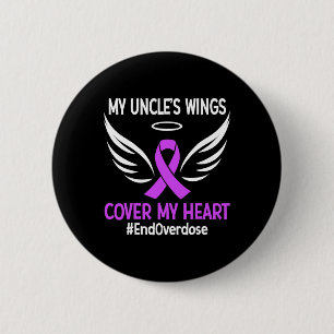 Badge Rond 5 Cm Fin de l'overdose Les ailes de mon oncle couvrent