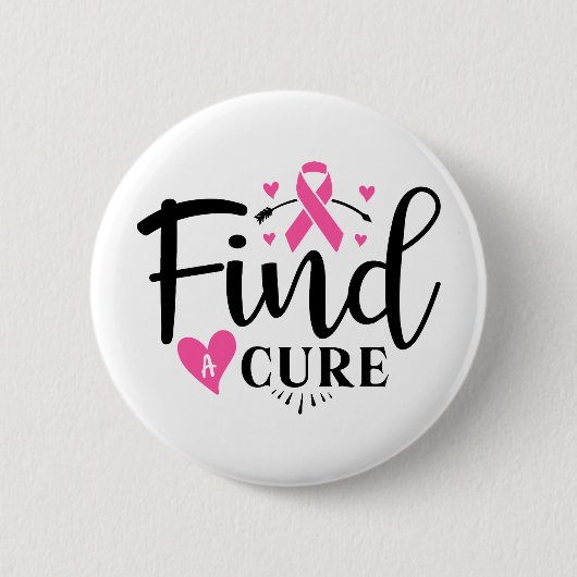 Badge Rond 5 Cm Find A Cure Breast Cancer Awareness (Devant)