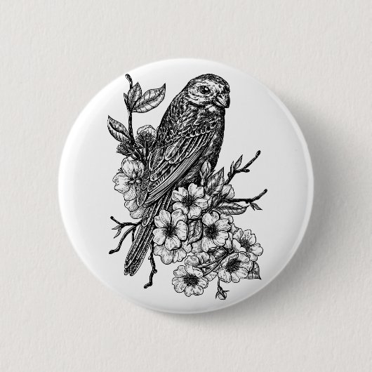 Badge Rond 5 Cm Finition sur branche cerise (Devant)