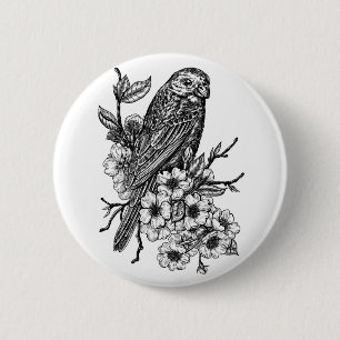 Badge Rond 5 Cm Finition sur branche cerise