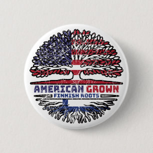 Badge Rond 5 Cm Finlande Finlande Etats-Unis Amérique États-Unis A